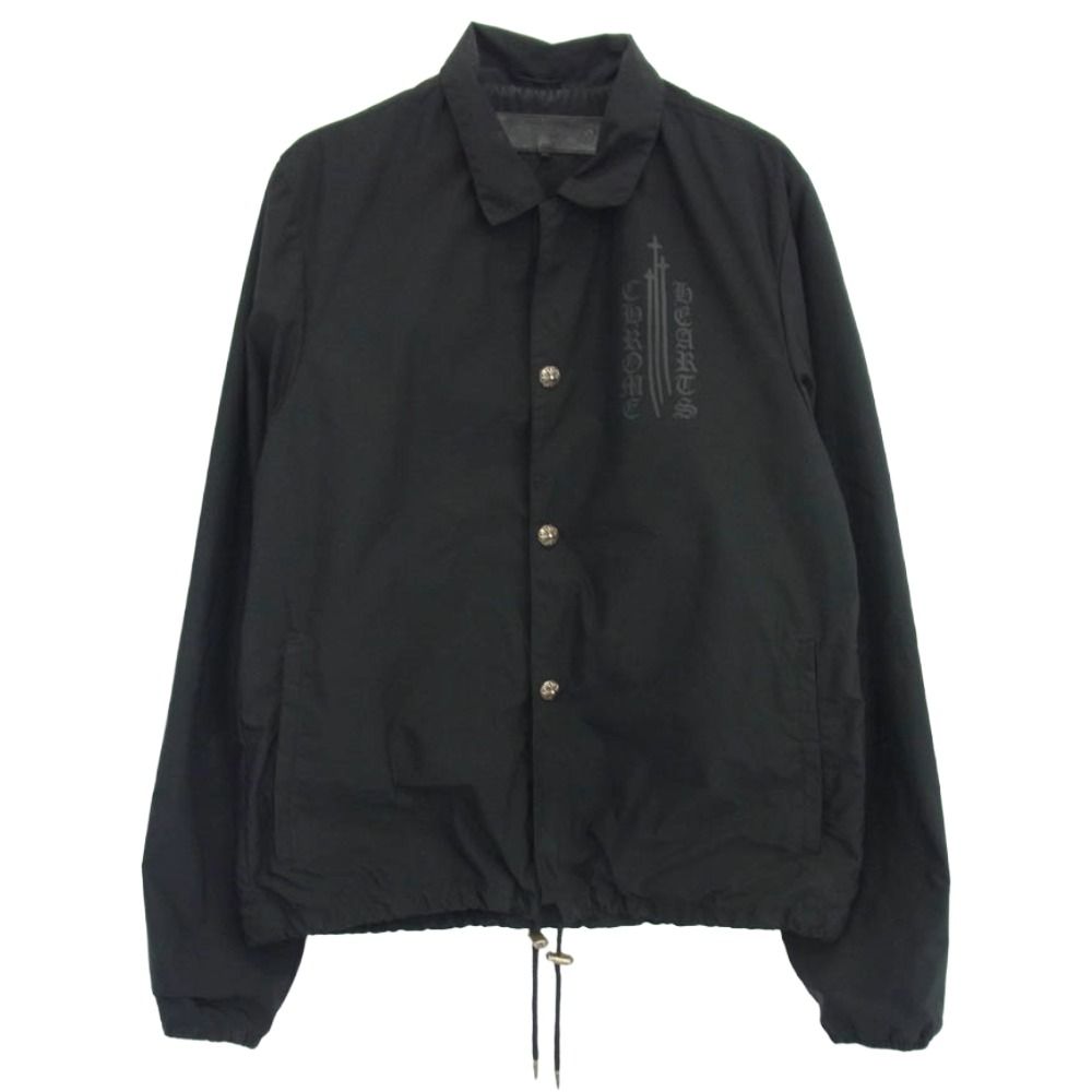 CHROME HEARTS クロムハーツ 原本無 RIGGINS FBRC 英字プリント クロスボールボタン ナイロン コーチジャケット ブラック系 L