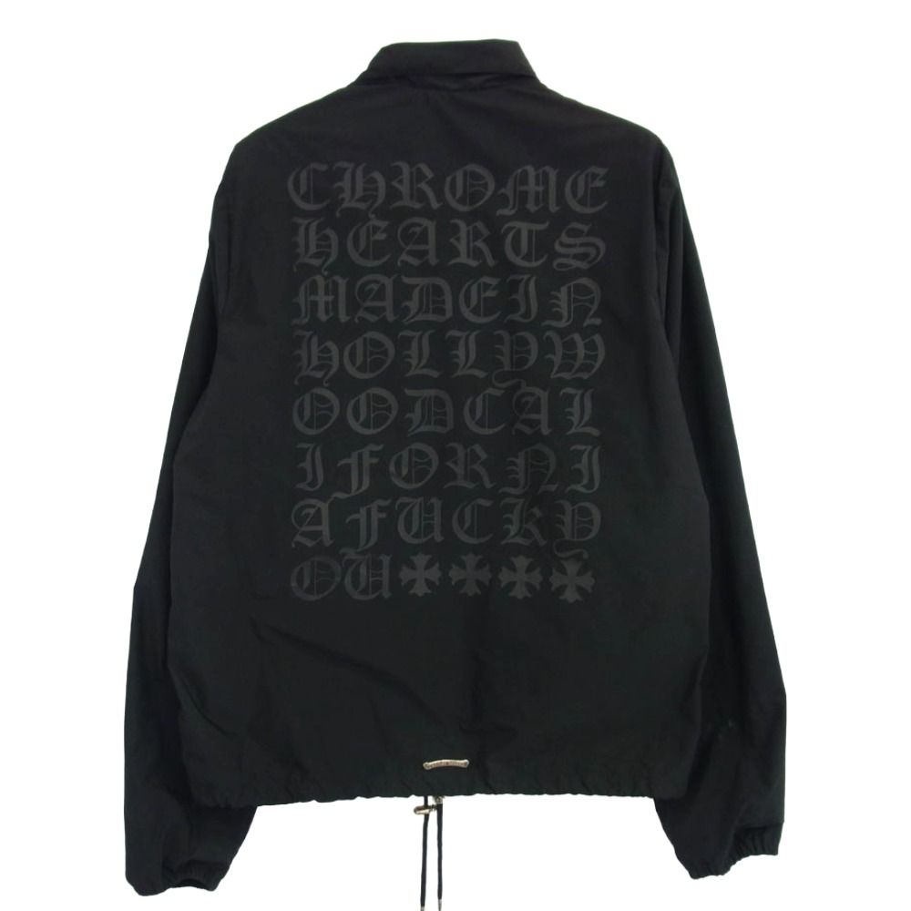 CHROME HEARTS クロムハーツ 原本無 RIGGINS FBRC 英字プリント クロスボールボタン ナイロン コーチジャケット ブラック系 L