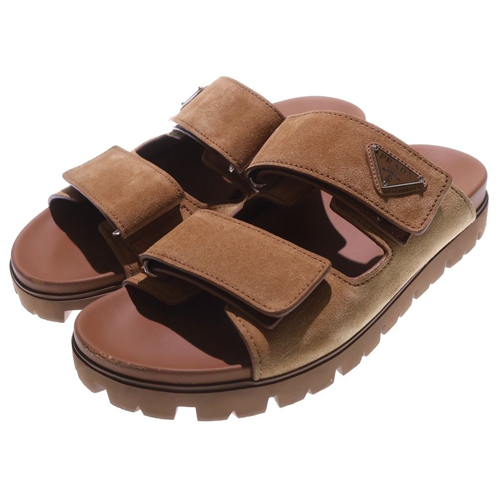 PRADA プラダ SUEDE BAND SANDALS トライアングルロゴ スエードバンド サンダル ブラウン 2 X 3129 F 0401