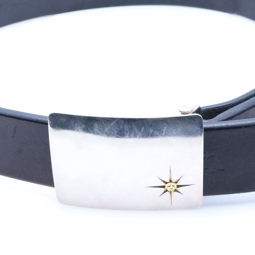 goro's (ゴローズ) 4cm可動式印台ずれ角バックルレザーベルト シルバー