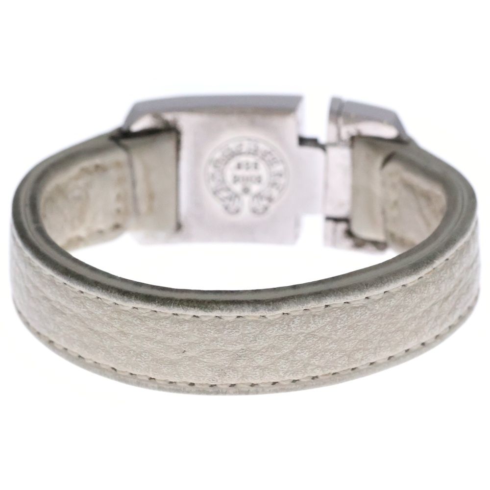 CHROME HEARTS クロムハーツ HARNESS CLASP ハーネスクラスプ レザーブレスレット ホワイト シルバー