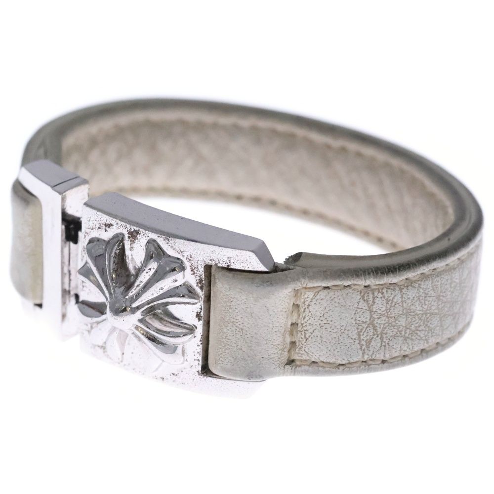 CHROME HEARTS クロムハーツ HARNESS CLASP ハーネスクラスプ レザーブレスレット ホワイト シルバー