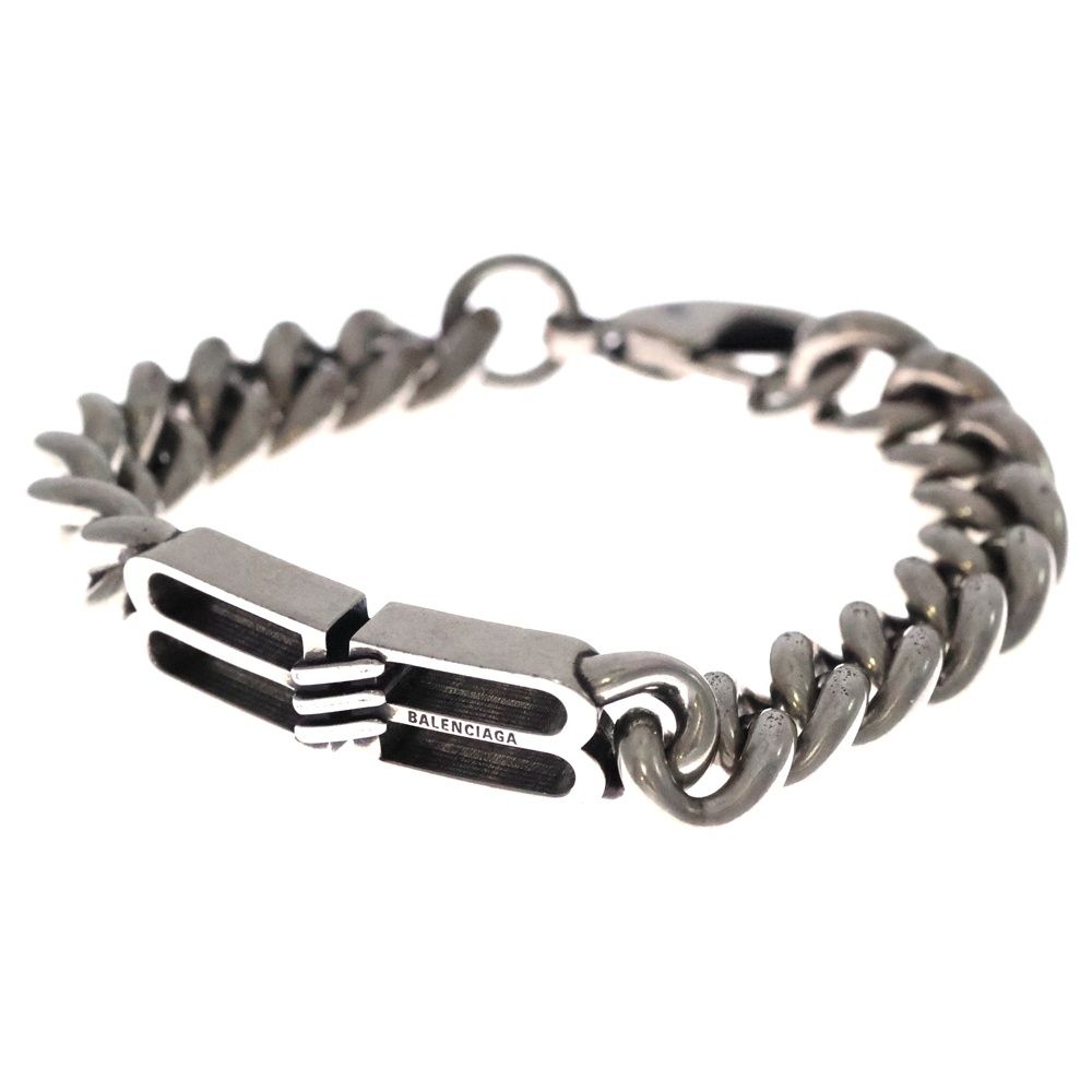 BALENCIAGA バレンシアガ Bb Icon Gourmette ブレスレット グルメット ブレスレット シルバー 718493 TZ99I 0911 M