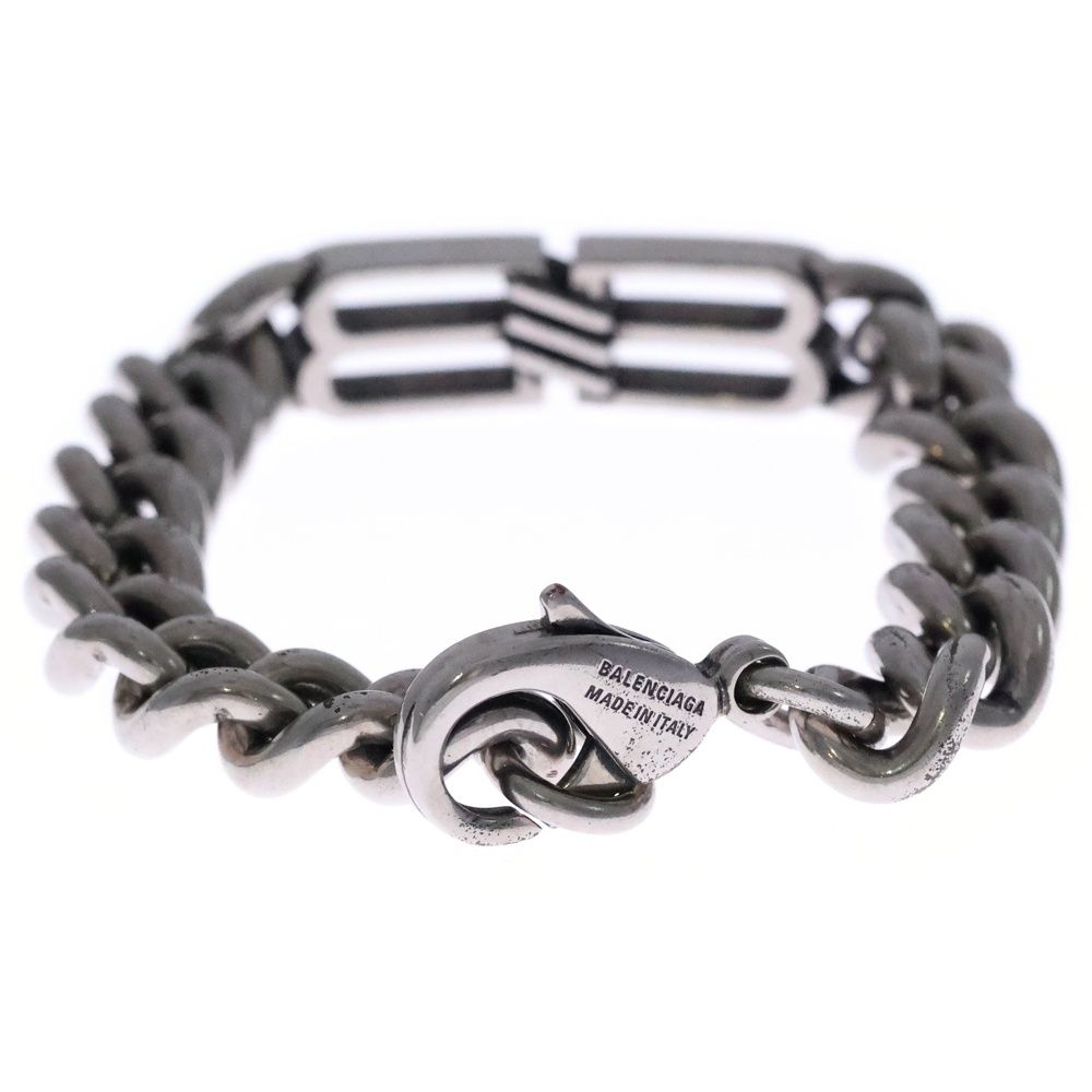 BALENCIAGA バレンシアガ Bb Icon Gourmette ブレスレット グルメット ブレスレット シルバー 718493 TZ99I 0911 M