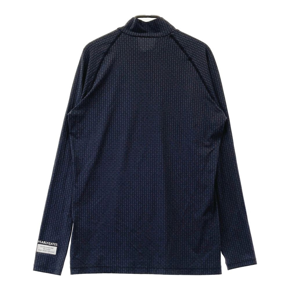 サイズ 6 PEARLY GATES パーリーゲイツ 2025年モデル ハイネック 長袖Tシャツ ロゴ 総柄 ネイビー系 240101399438 ゴルフウェア メンズ ストスト