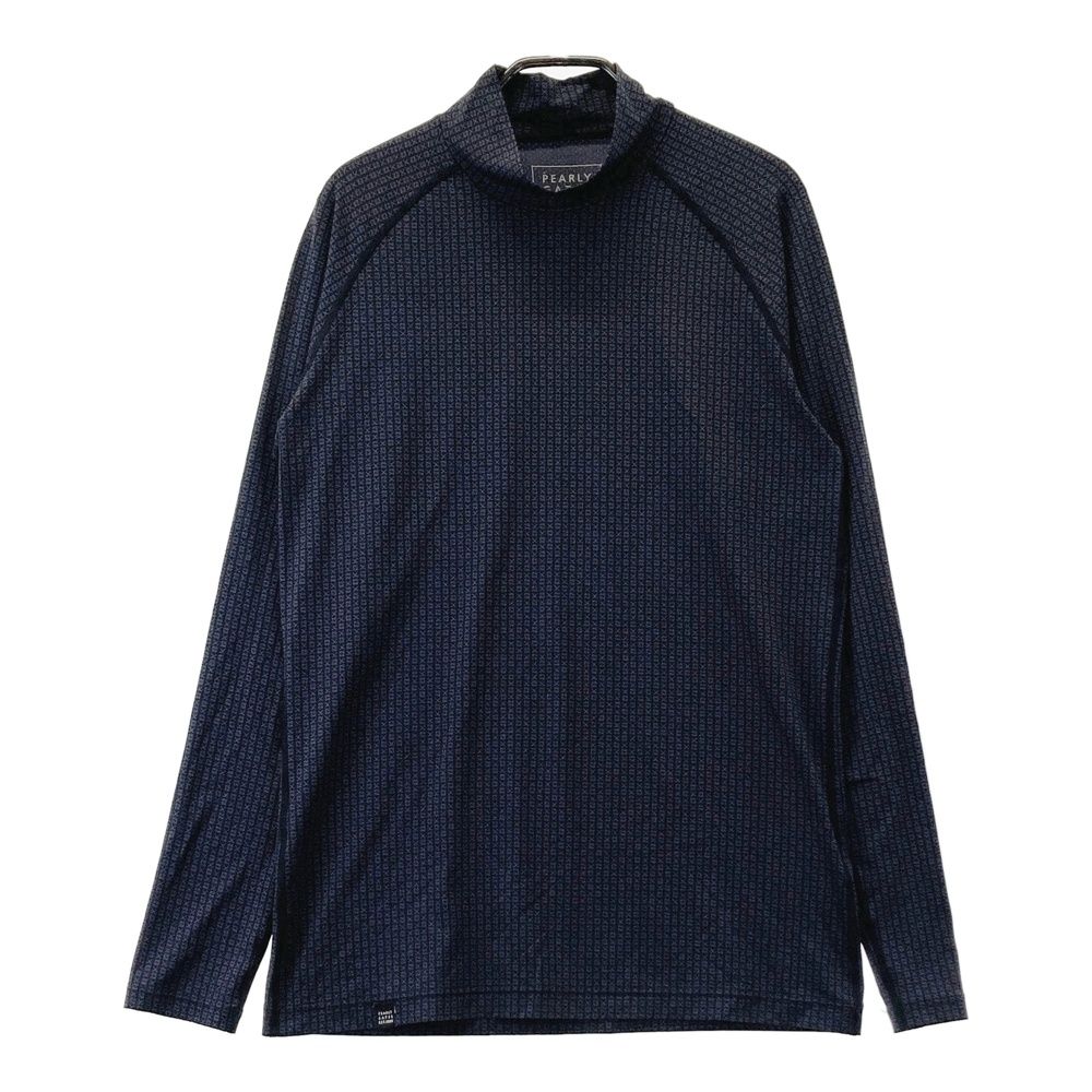 サイズ 6 PEARLY GATES パーリーゲイツ モデル ハイネック 長袖Tシャツ ロゴ 総柄 ネイビー系 240101399438 ゴルフウェア メンズ ストスト
