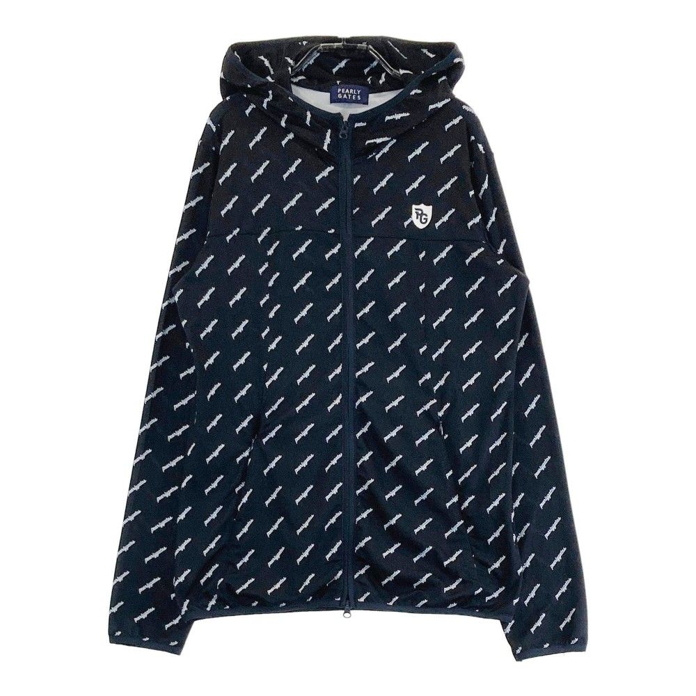 サイズ 1 PEARLY GATES パーリーゲイツ フード付 長袖 ジップジャケット 総柄 ブラック系 240101455946 ゴルフウェア レディース ストスト