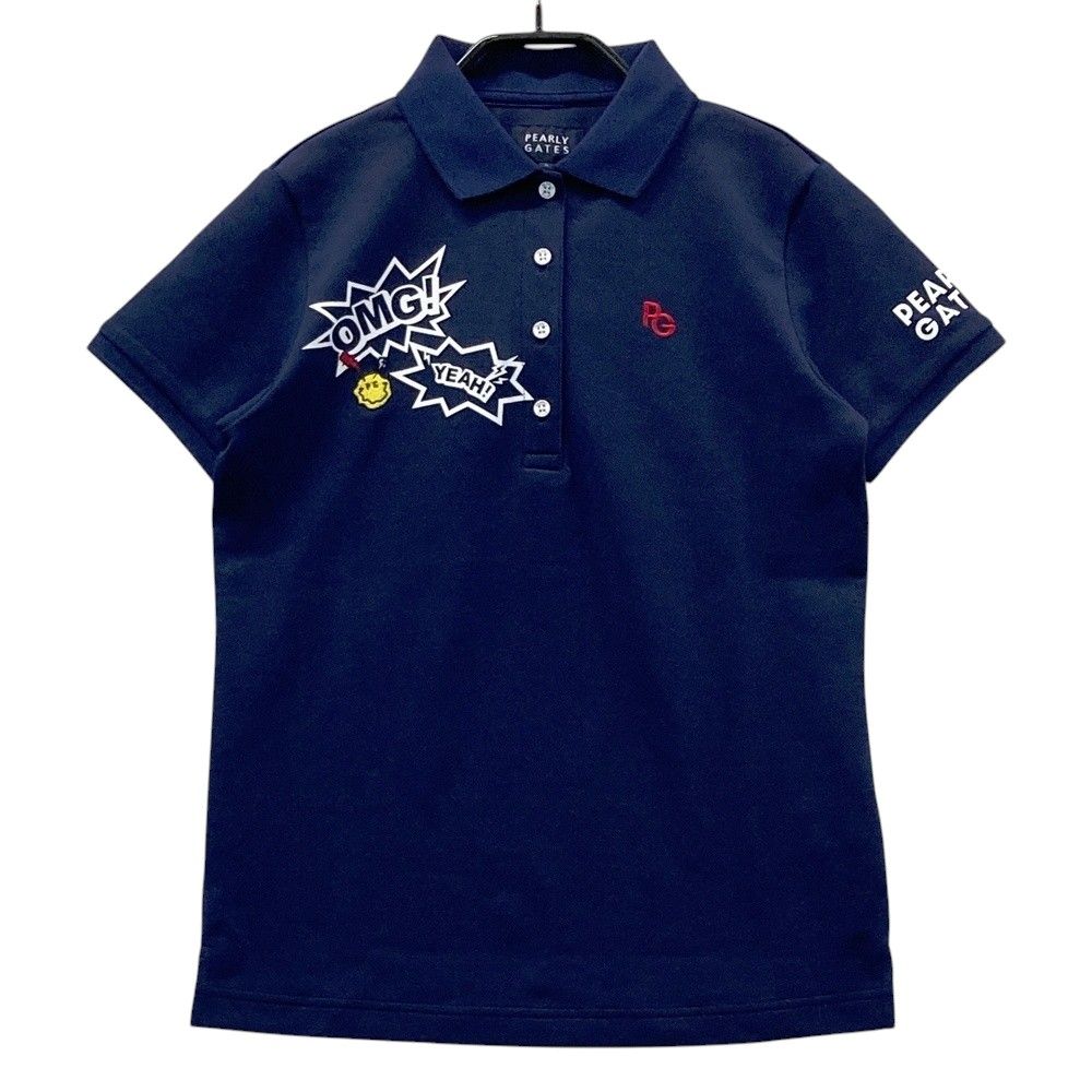 サイズ 0 PEARLY GATES パーリーゲイツ 055-2260628 半袖ポロシャツ ニコちゃん ネイビー系 240101475362 ゴルフウェア レディース ストスト