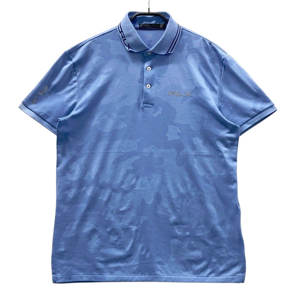サイズ：M RLX ラルフローレン 半袖ポロシャツ カモフラ柄 ブルー系