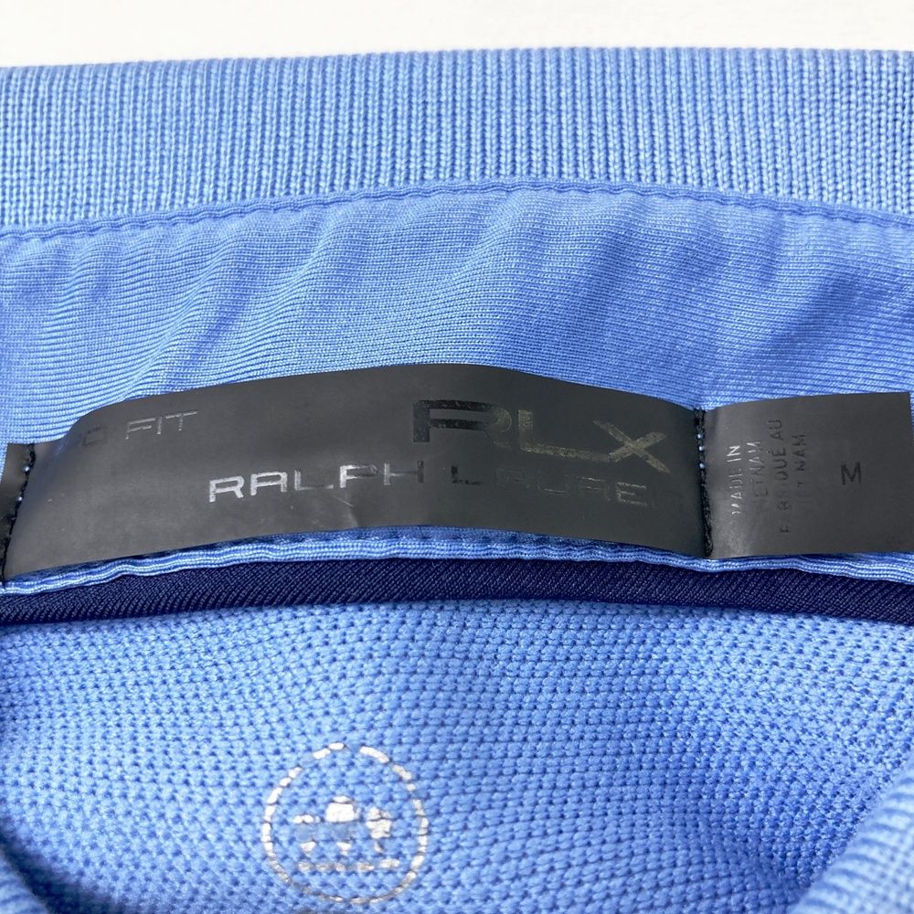 サイズ：M RLX ラルフローレン 半袖ポロシャツ カモフラ柄 ブルー系