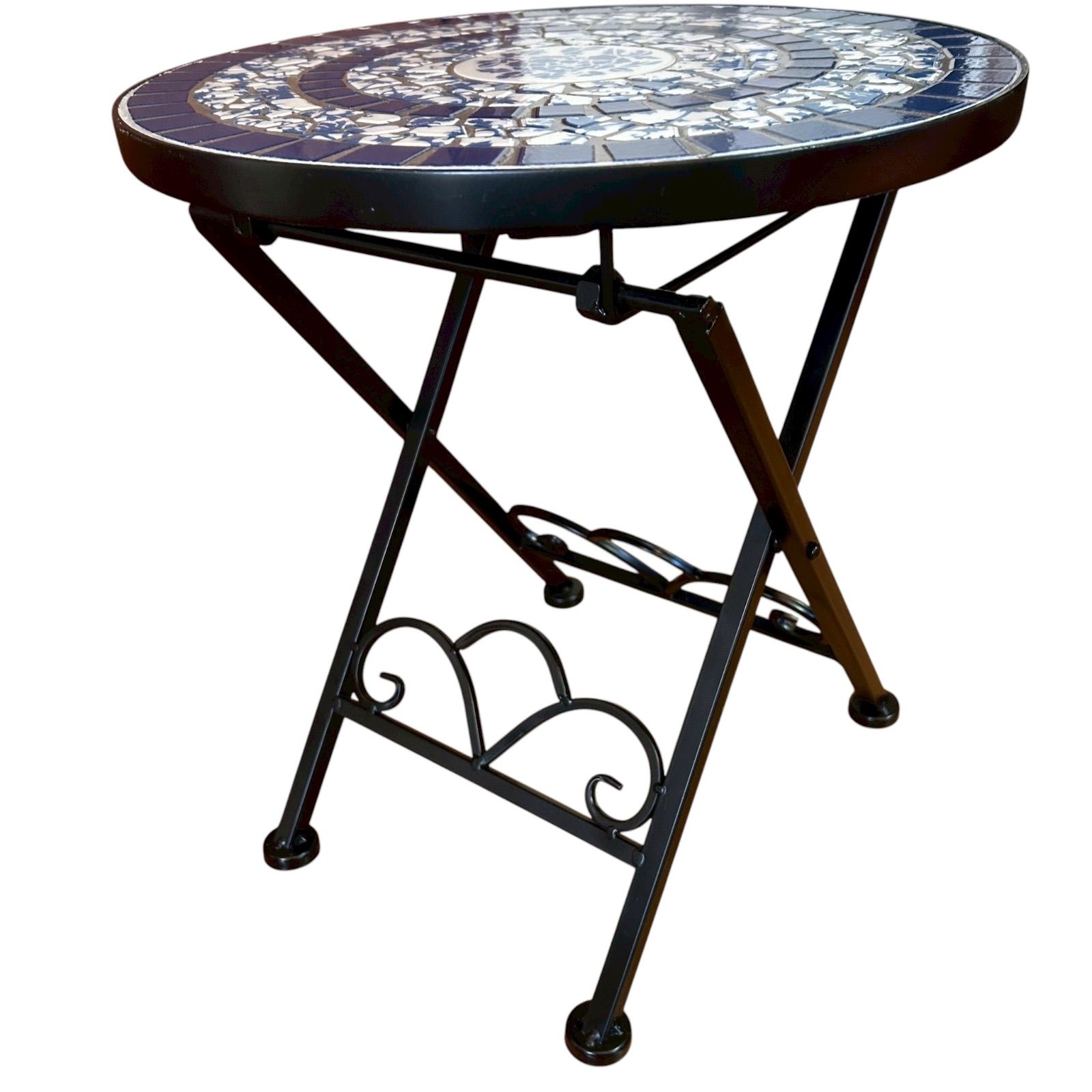 タイル模様がかわいいフラワーテーブル 折畳み式 高さ40センチ