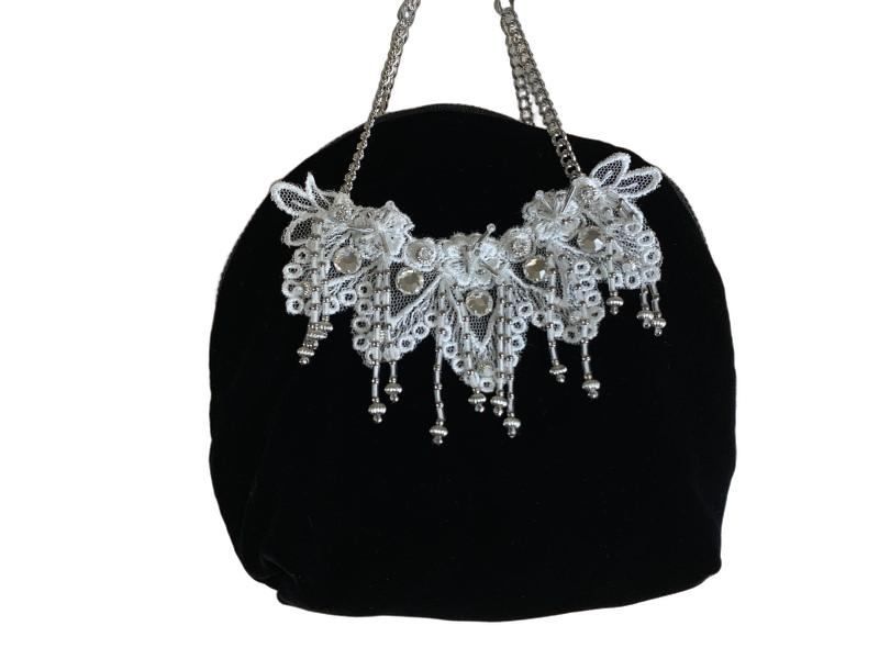 Tanaka Daisuke タナカ ダイスケ スノービジューポーチバッグ ハンドバッグ ブラック 44849697