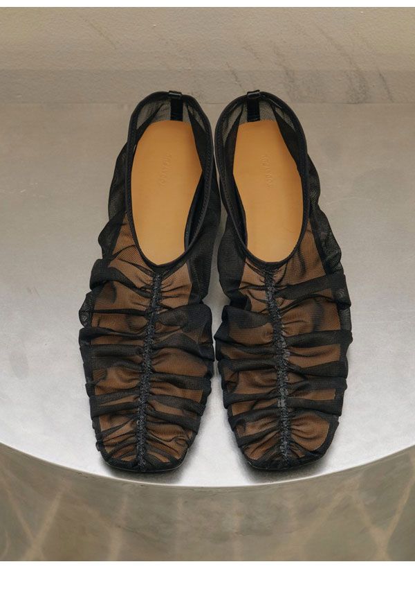 シアーギャザーフラットシューズ シューズ