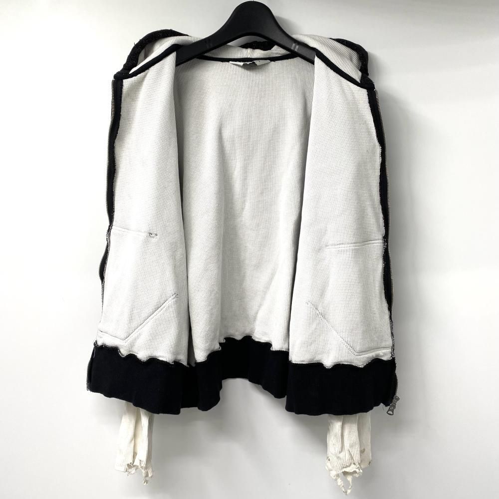 中古】ANCELLM ダメージレイヤードジップパーカー ブラック サイズ1