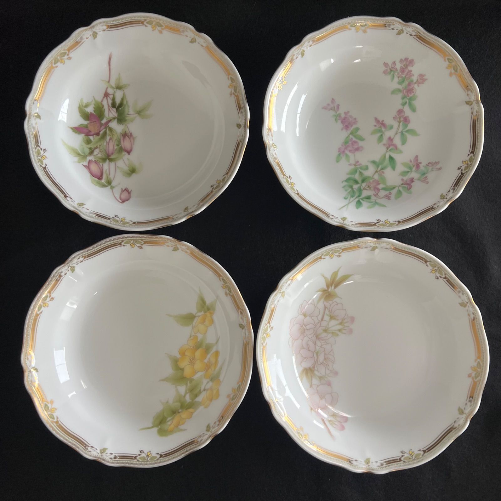 F Noritake ノリタケ ガラコンテッサ GALA CONTESSA 白×ゴールド 花柄 皿6枚 26.5cm スープ皿4枚 19cm 10枚セット F25092511