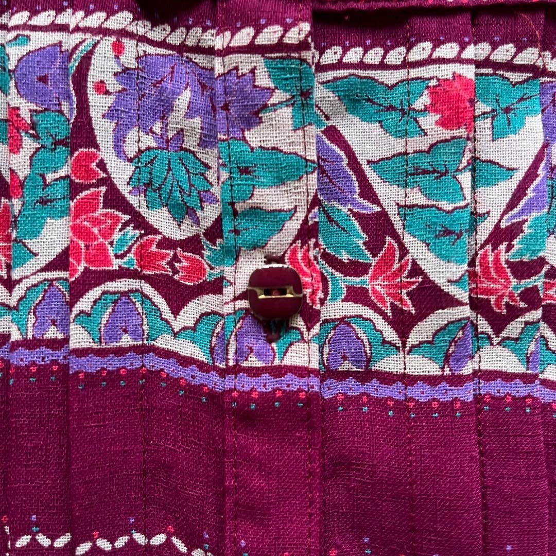  昭和レトロ花柄ノースリーブロングワンピース透け素材ボーダーパープル系9号M 1 ノースリーブ その他