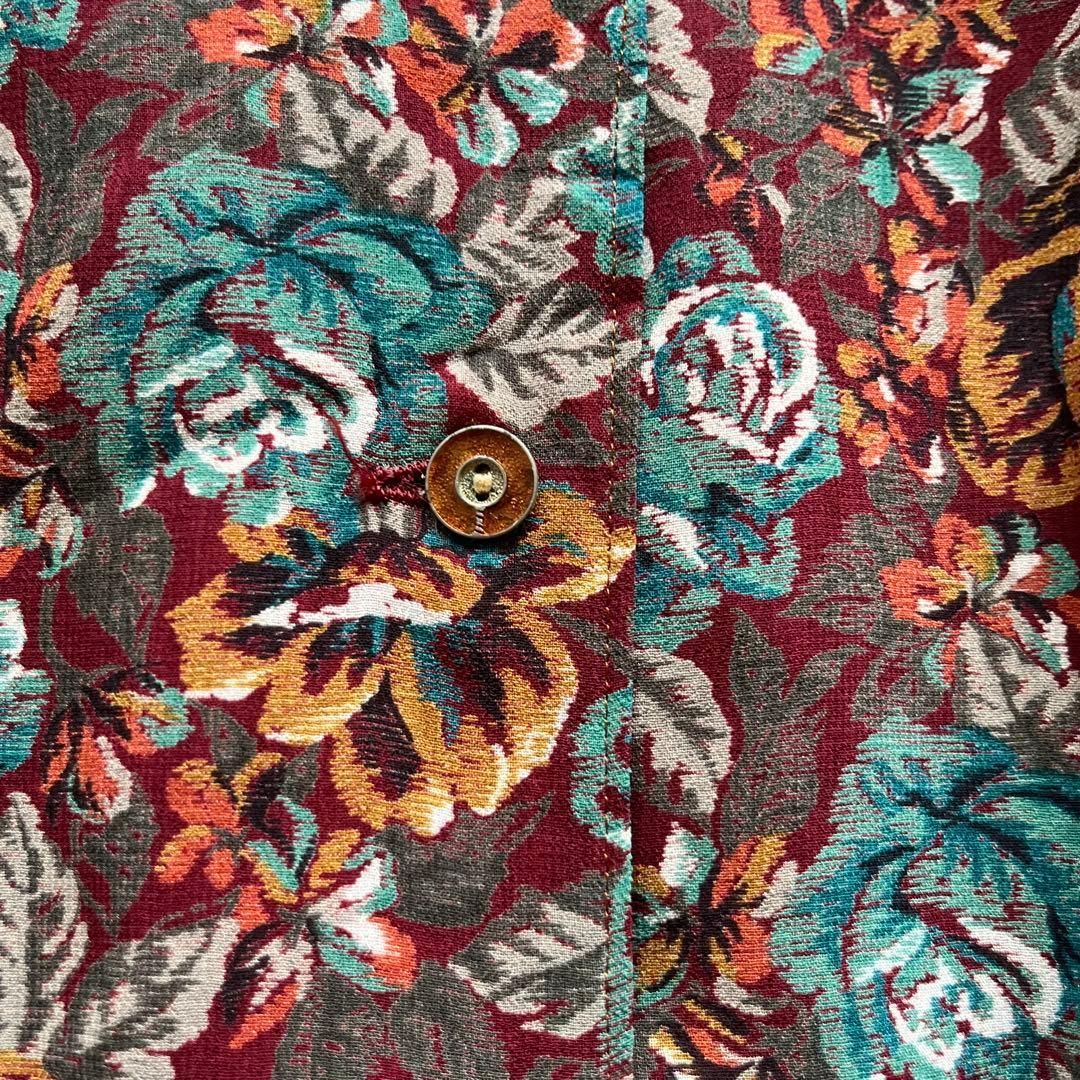 昭和レトロアート風半袖ロングワンピースベルト付き透け素材ブラウン11号M1