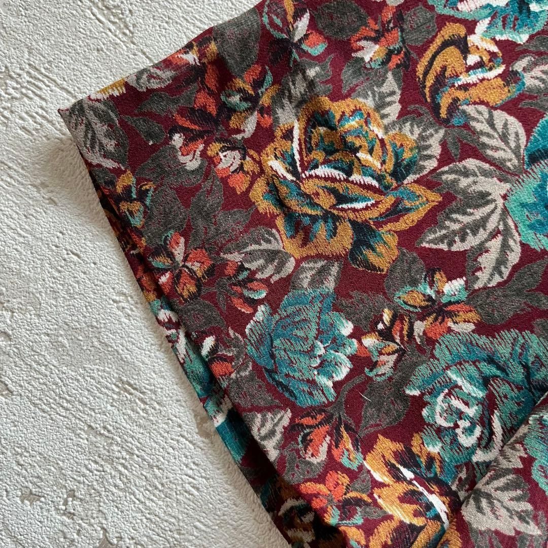 昭和レトロアート風半袖ロングワンピースベルト付き透け素材ブラウン11号M1