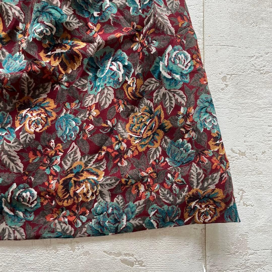 昭和レトロアート風半袖ロングワンピースベルト付き透け素材ブラウン11号M1