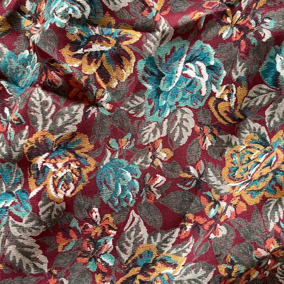 昭和レトロアート風半袖ロングワンピースベルト付き透け素材ブラウン11号M1