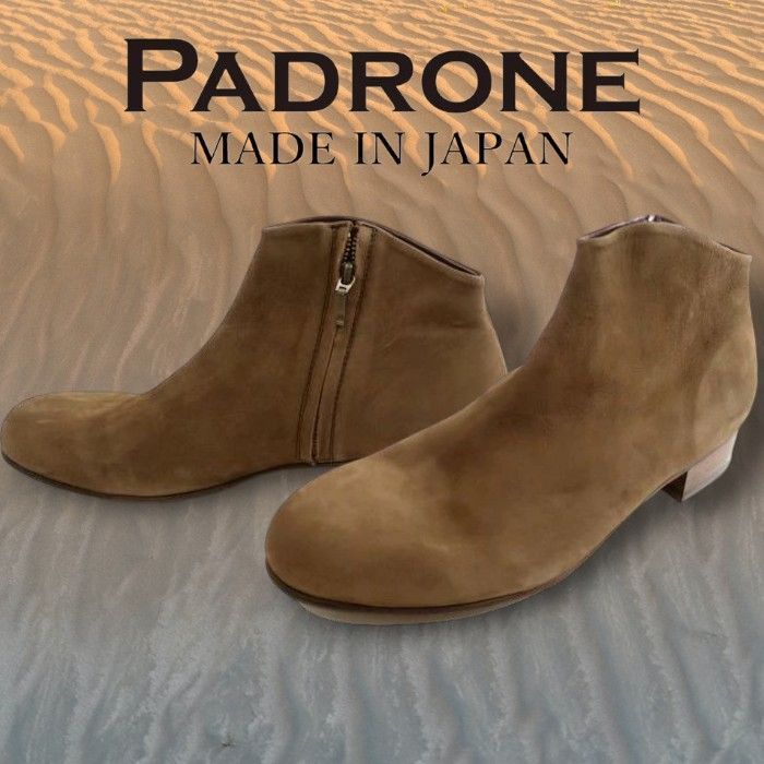 PADRONE パドローネ 日本製 マッケイ製法 本革 牛革 NUBUCK SIDE ZIP SHORT BOOTS ヌバックレザー サイドジップ ショートブーツ 革靴 PX7358-1215-14C ダークブラウン ▲050 30606k10