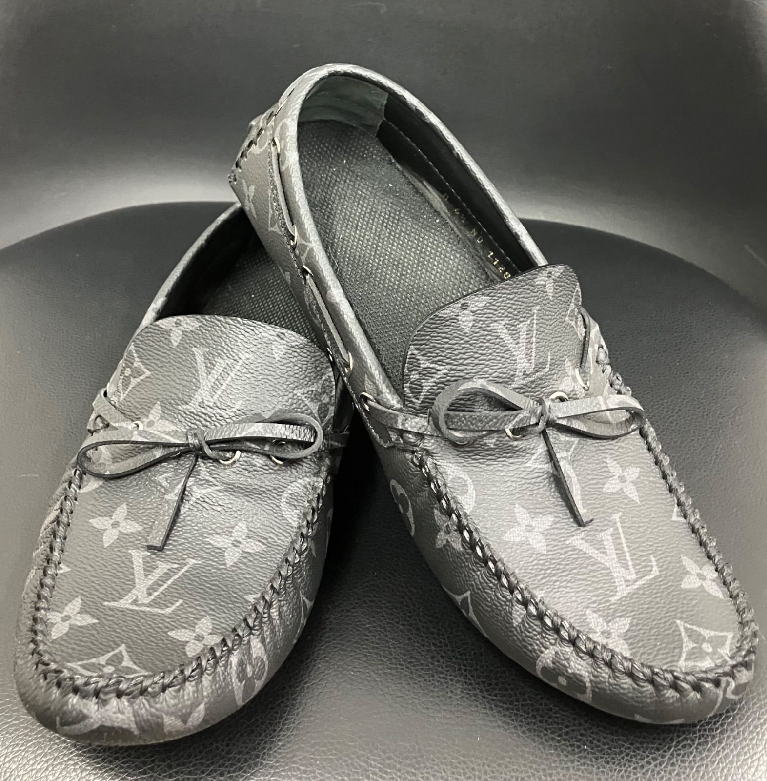 LOUIS VUITTON ブラック アリゾナラインローファー 約25.5 cm