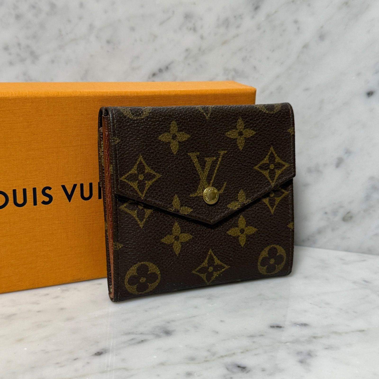 美品 LOUIS VUITTON ルイヴィトン 三つ折財布 モノグラム コンパクト 本革 レザー