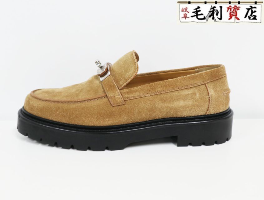 エルメス HERMES モカシン アイコン ローファー スエード ブラウン サイズ40 ケリーバックル 靴