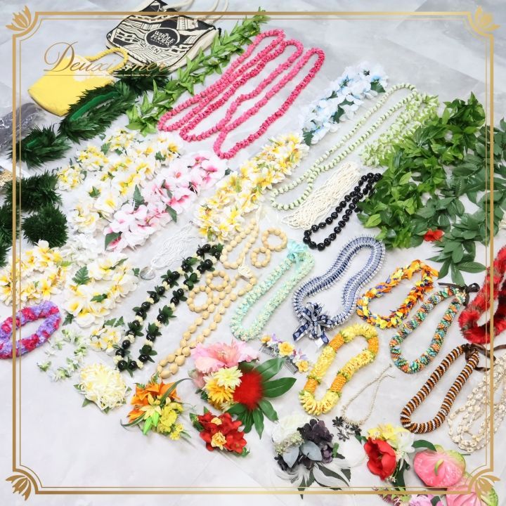 フラダンス 小物 小道具 全70点 セット カラフル ネックレス フラワーレイ リーフレイ シェルレイ 髪飾り 頭飾り バッグ ウィッグ 舞台 タヒチアンダンス 民族舞踊 ダンス衣装 レイ ハワイアン 飾り付け カラフル系