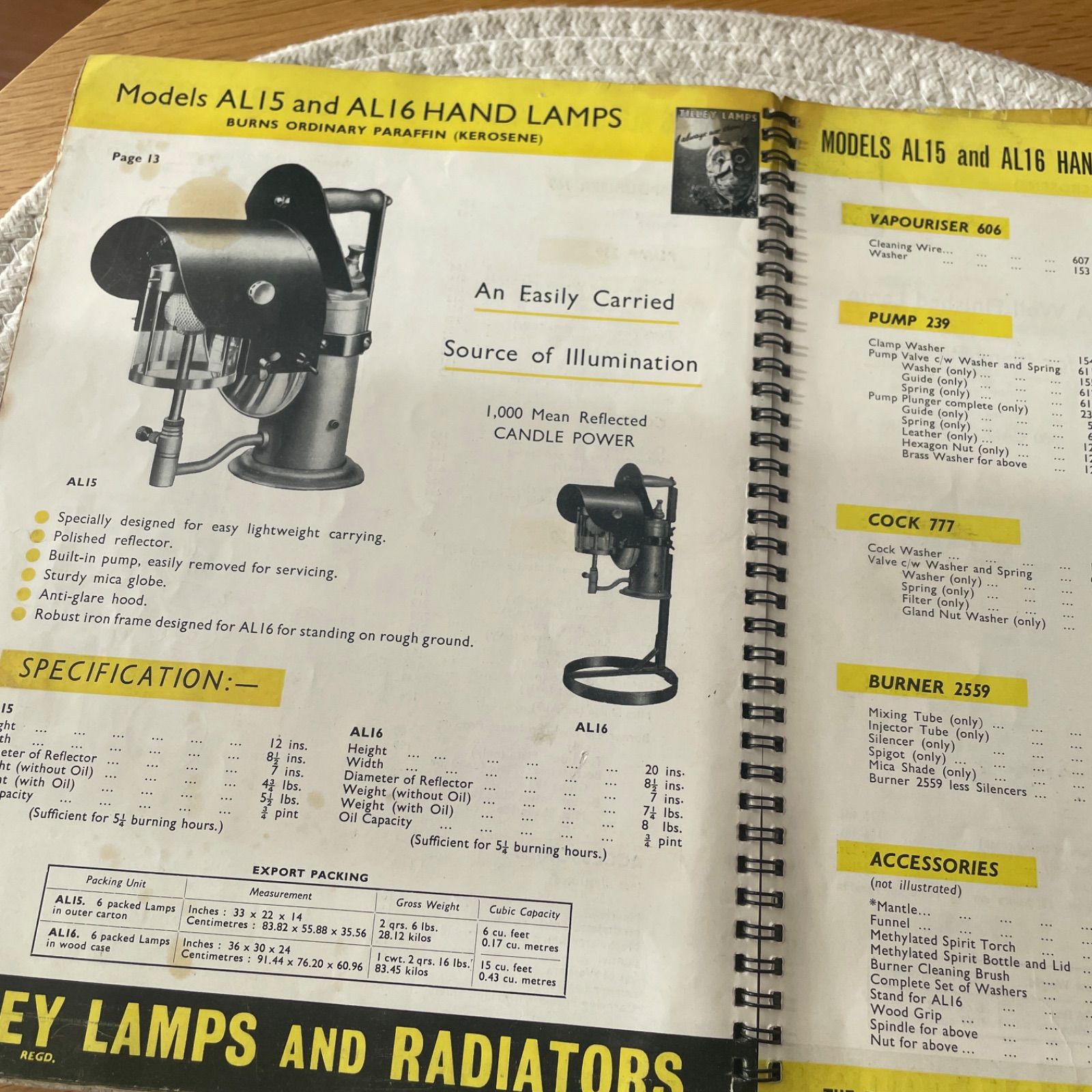 当時物！】Tilley ティリー 取扱説明書 カタログ マニュアル ランプ