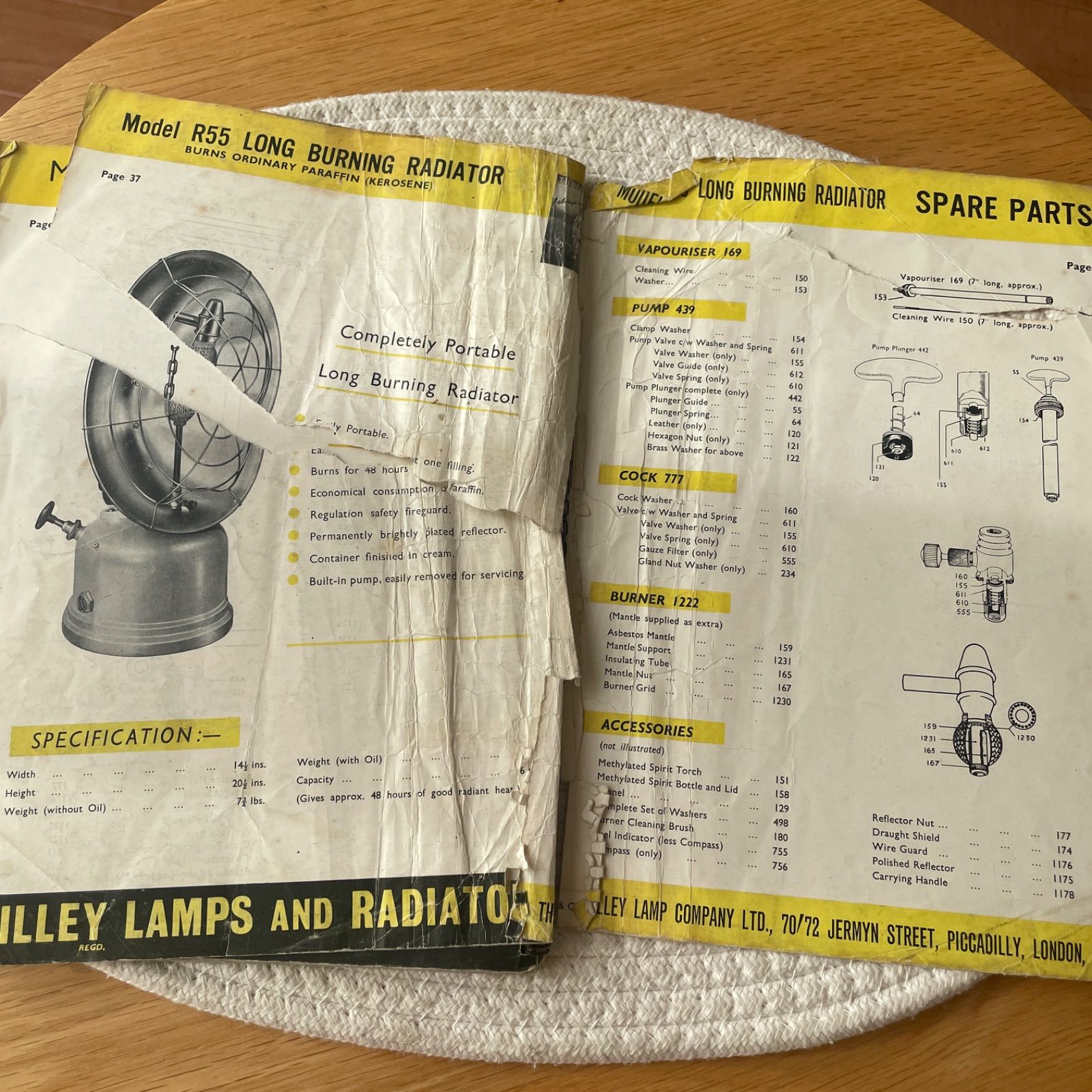 当時物！】Tilley ティリー 取扱説明書 カタログ マニュアル ランプ