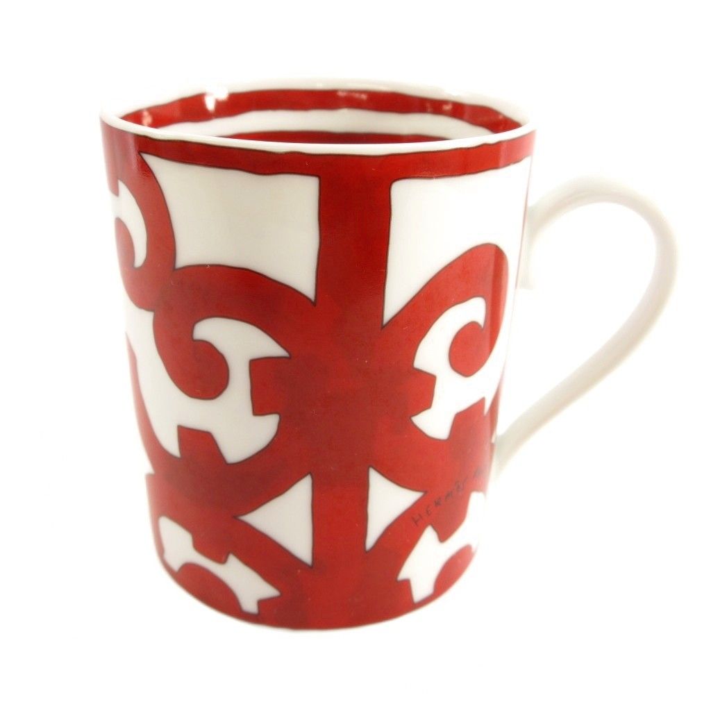 エルメス HERMES ガダルキヴィール マグカップ タンブラー コップ 食器 011031P フランス製 白 ホワイト 赤 レッド