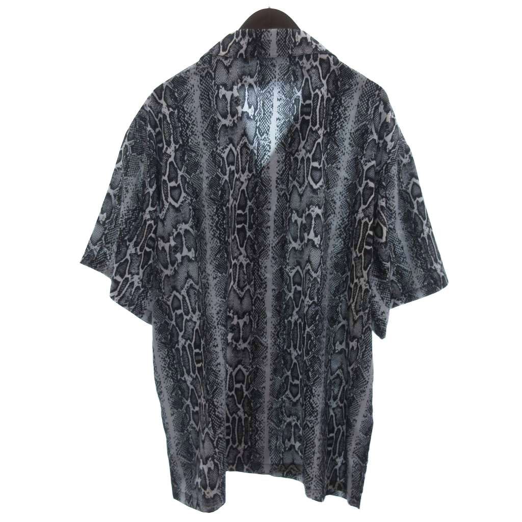 ラファイエット Lafayette PATTERNED OPEN COLLAR S S SHIRT LS240203 パイソン柄 半袖 開襟 シャツ ブラック グレー XXL 大きいサイズ