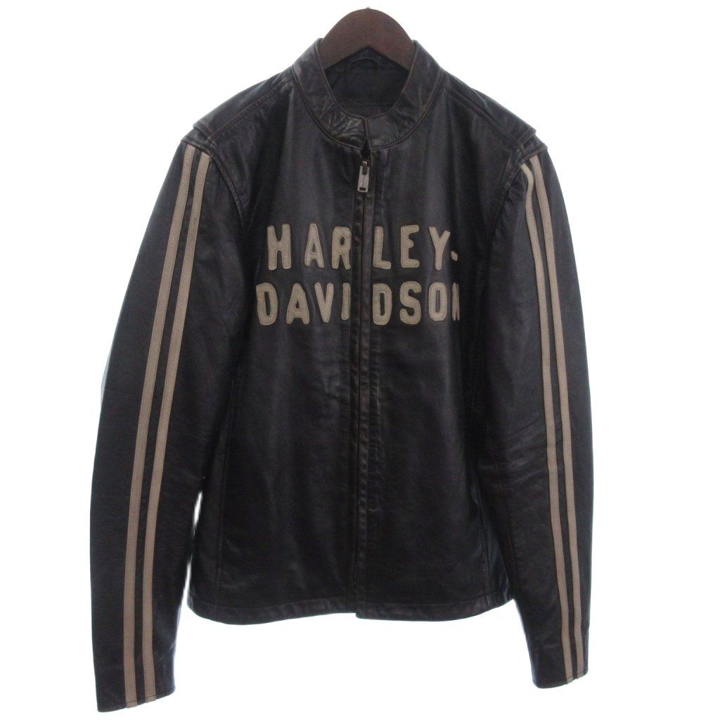ハーレーダビッドソン HARLEY シングル ライダースジャケット レザー ロゴ 牛革 97009-21 VM 黒 ブラック M