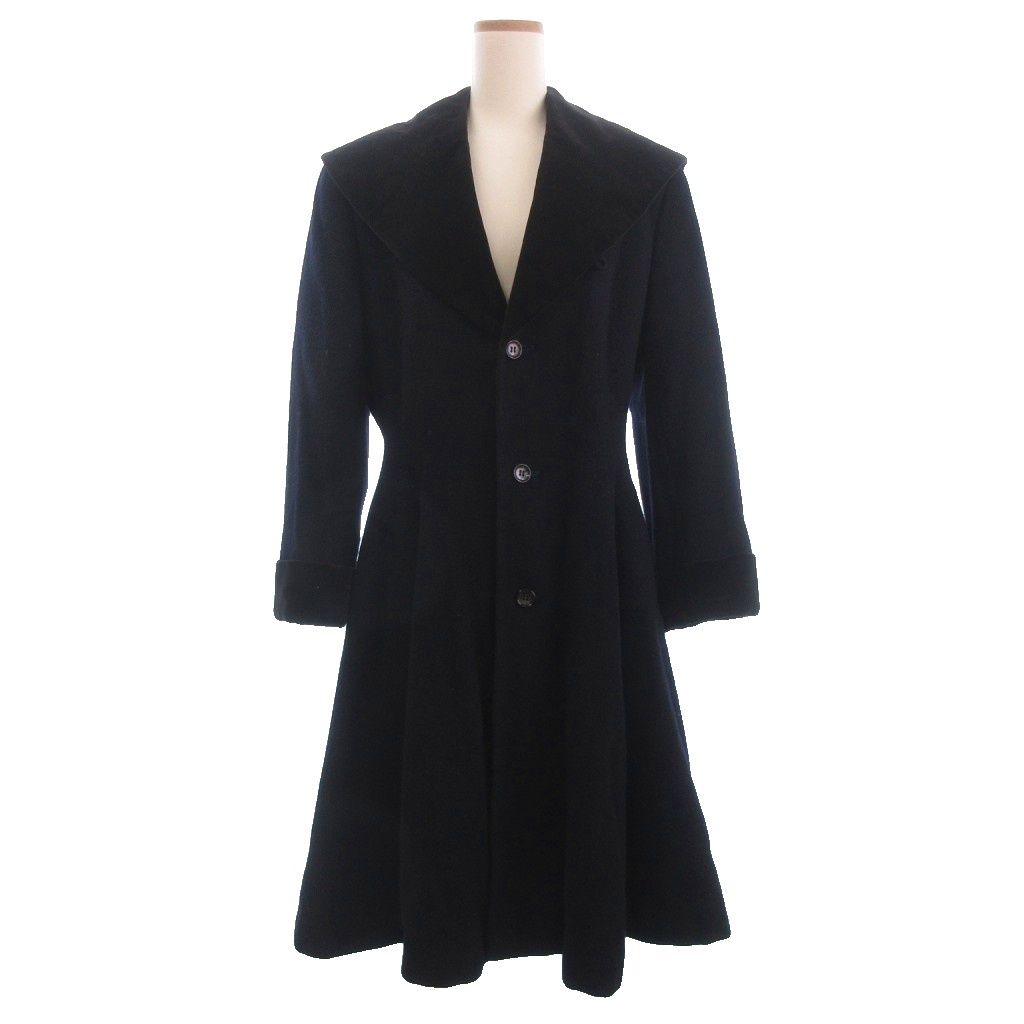 コムデギャルソン COMME des GARCONS AD 1990 ヴィンテージ ロング フ コート ベルベット ネイビー ブラック S
