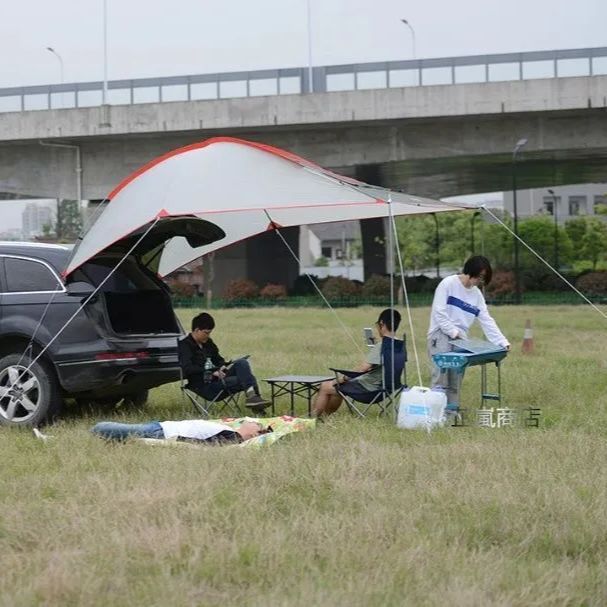 自動車テント トレーラーテント カーサイドタープ トランクタープ 簡単設営 キャンプタープ 天幕 UVカット PU3000mm 3～5人用