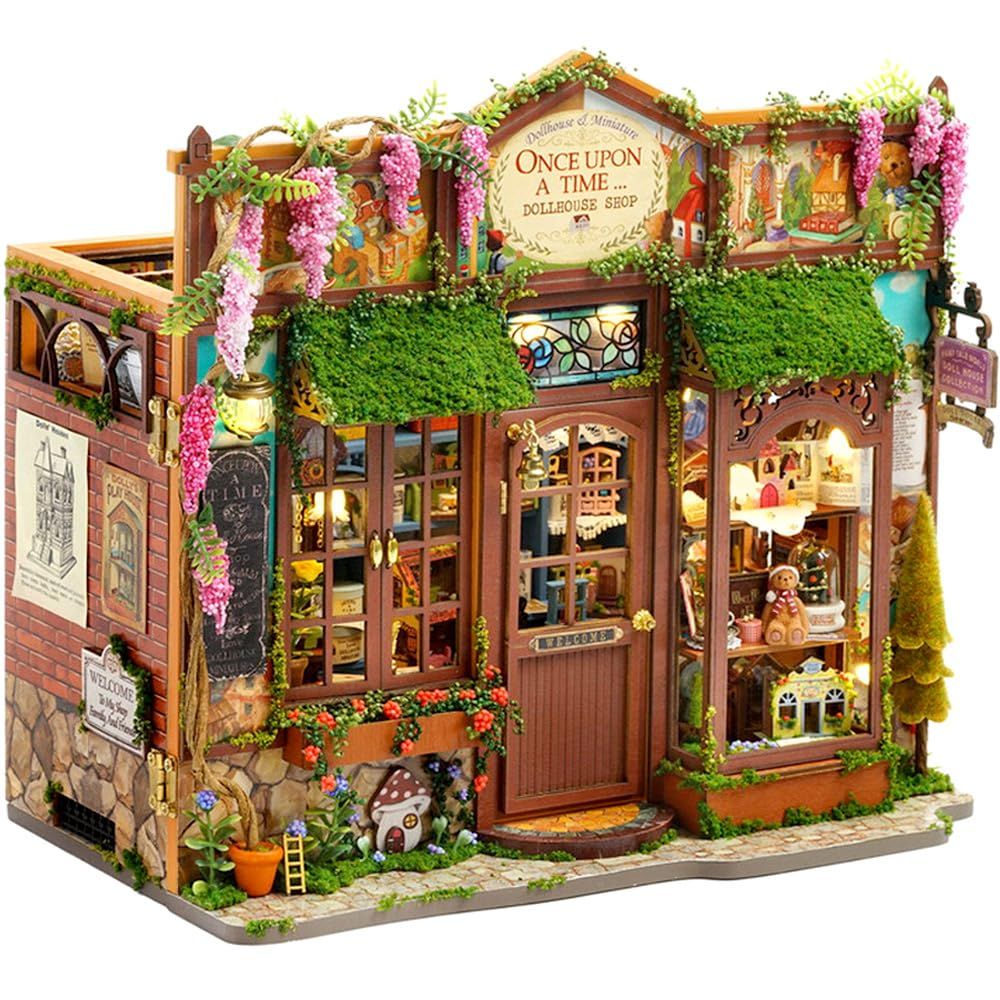 moin moin ドールハウス 1 24 スケール 手作りキット セット 英語説明書 ミニチュア ショップ 前面がパカッ ヨーロッパ風 ステンドグラス ハンドメイド インテリア 童話 絵本 レンガ 雑貨 お店 クラシカル アンティーク LE