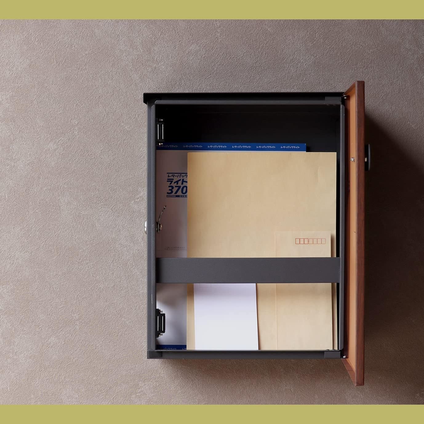 数量 WM-008 ダークグレー ブラウン木目 ポスト 郵便ポスト メールボックス Berta おしゃれ 郵便受け 宅配ボックス 壁掛けポスト 北欧風 鍵付き 壁掛け MOJYU 壁付け 玄関 家庭用 MARWIL-DEMENAGEMENTS_CH