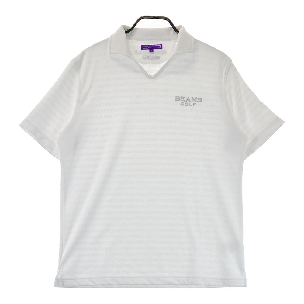サイズ L BEAMS GOLF ビームスゴルフ モデル 襟付き 半袖Tシャツ 総柄 ホワイト系 240101546890 ゴルフウェア メンズ ストスト