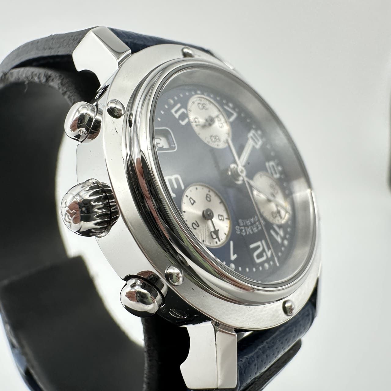 HERMES クッパー クロノグラフ CL 1 310 腕時計 クォーツ シルバー ブルー メンズ レディース ファッション プレゼント