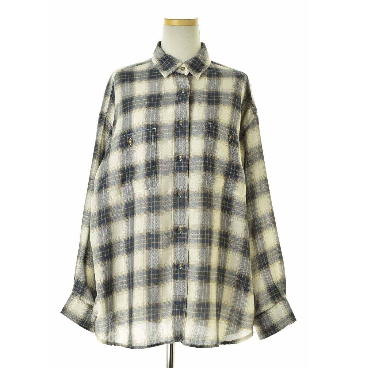 【SLOBEIENA】25AW 25050912812130 ビエラチェックルーズシャツ長袖シャツ SLOBEIENA】25AW 25050912812130 ビエラチェックルーズシャツ長袖