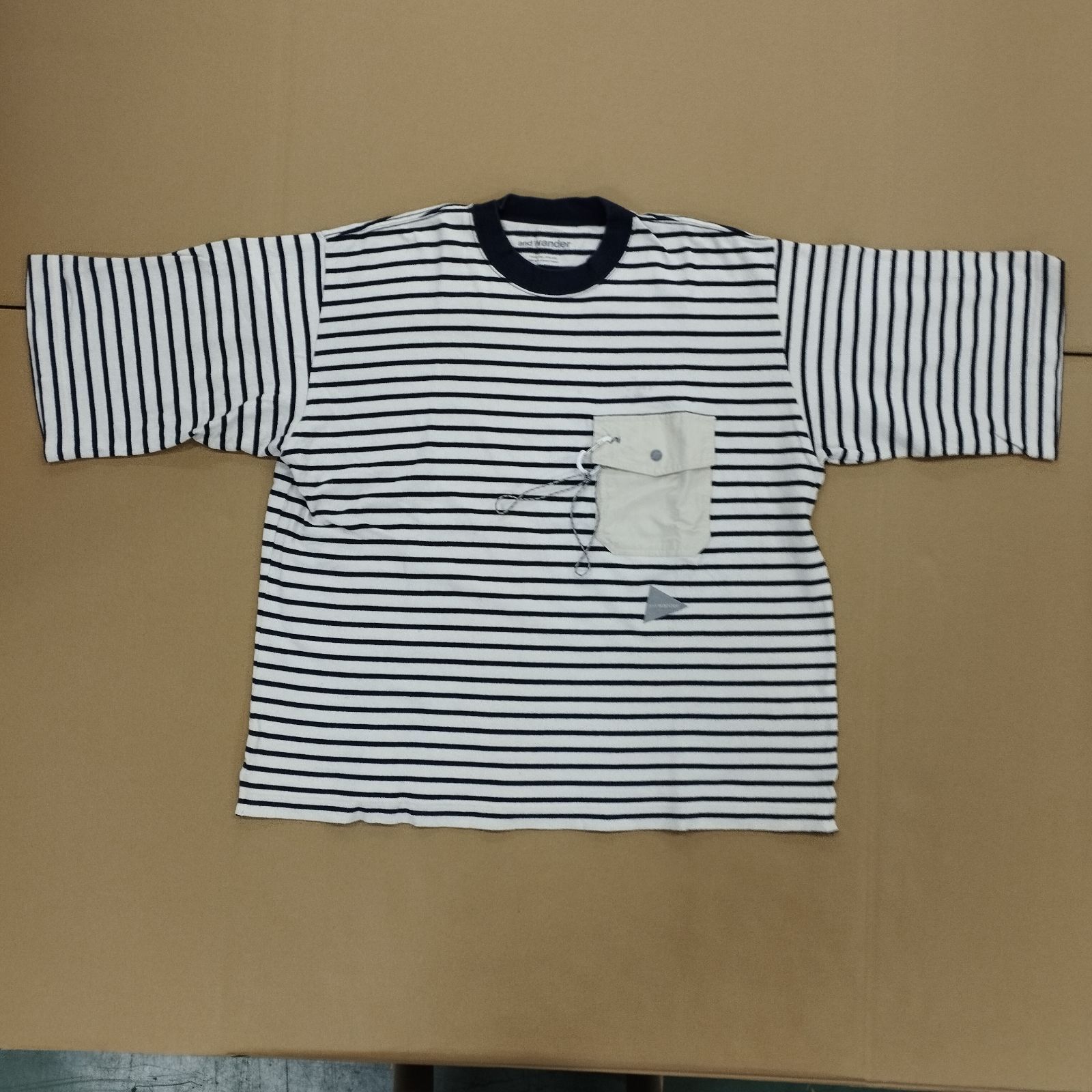 D14074 Tシャツ XL コットン ボーダー and wander アンドワンダー