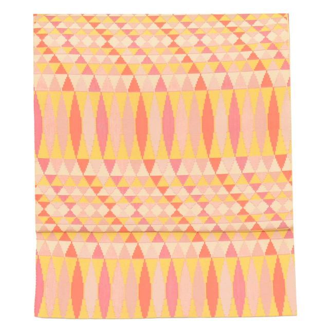 名古屋帯 リサイクル帯 帯 正絹 絹 全通柄 証紙有り 西陣織 木屋太 KIYATA 今河織物 特品 鱗継ぎ 帯芯無し カジュアル 小紋 色無地 紋無し 紬 SILK シルク kimono リユース uu2011b