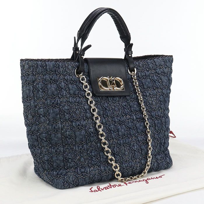 FERRAGAMO フェラガモ 2WAY 21 0960 トートバッグ デニム レディース
