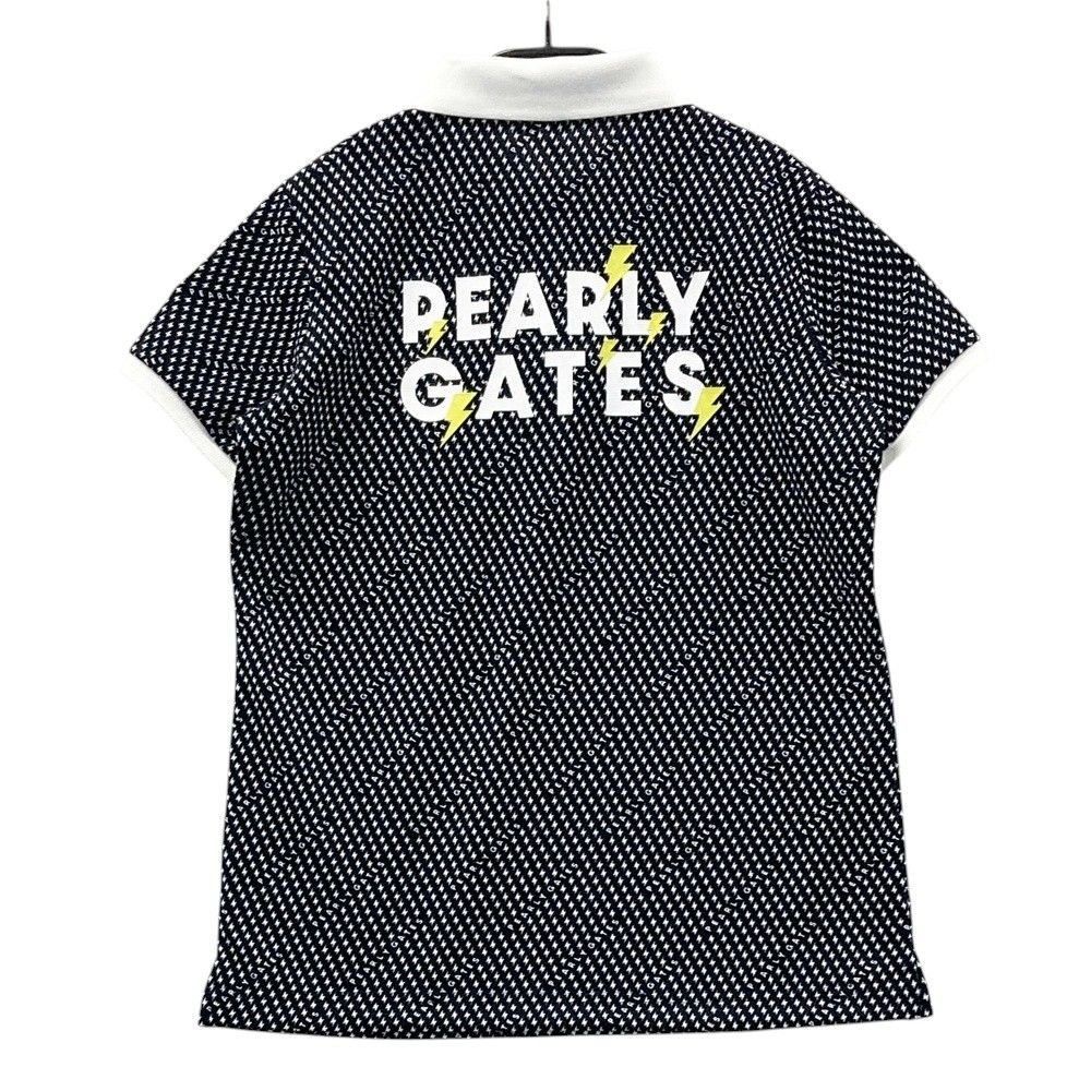 サイズ 0 PEARLY GATES パーリーゲイツ 055-2260604 半袖ポロシャツ ニコちゃん イナズマ総柄 ネイビー系 240101475309 ゴルフウェア レディース ストスト