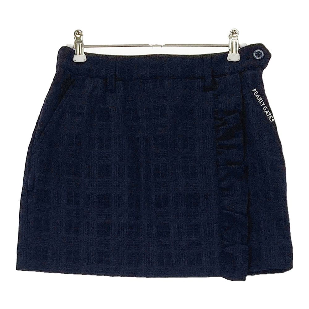 サイズ 0 PEARLY GATES パーリーゲイツ モデル スカート フリル チェック柄 ネイビー系 240101483178 ゴルフウェア レディース ストスト
