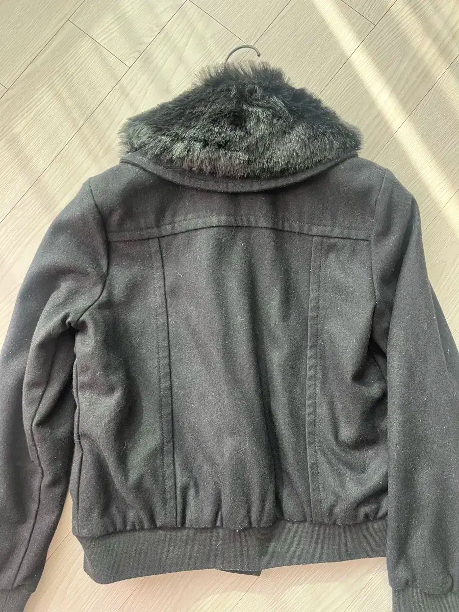 STUSSY ブラック ファー カラ ジャケット