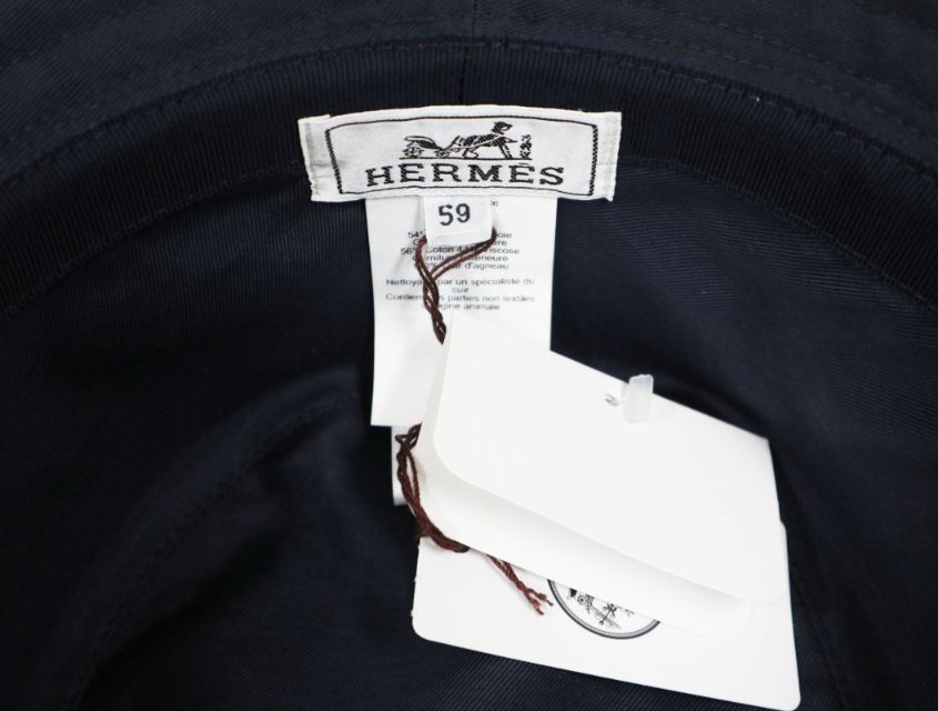 エルメス HERMES ハット フレッド Hシュヴァル マリン サイズ59 0158 帽子 バケットハット ハット