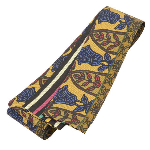 正絹 絹 SILK シルク 角帯 染め帯 特品 全通柄 リバーシブル 花 縞 仕立て上がり 着物 kimono リサイクル カジュアル 浴衣 紬 小紋 無地 花火大会 お祭り お正月 食事会 踊り リユース kkb 4154 b