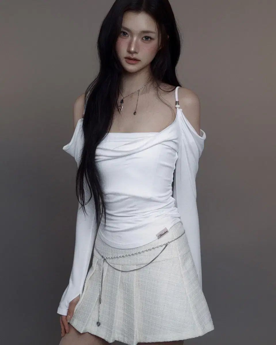  ニューオリン Eve ドレーピング オフショルダー ブラウス 長袖 シャツ ブラウス